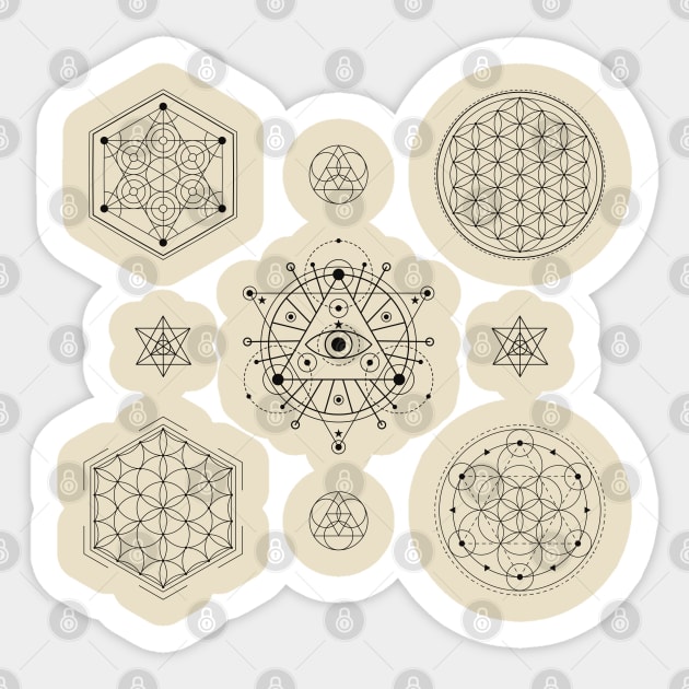 Sacred Geometry Metatron's Cube Flower of Life Seed of Life Spiritual Zen Geometric Design Sticker by WiccanGathering